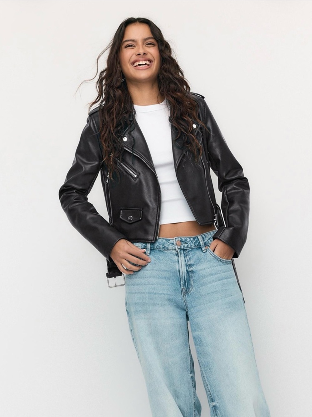 Philosophy Black Faux Leather Moto Jacket..Size 2